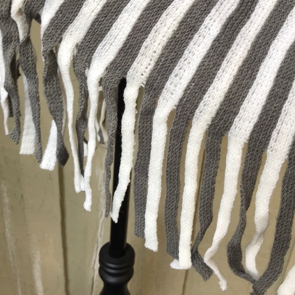 New! Gray/White Striped Triangle Poncho - Picture 6 of 6